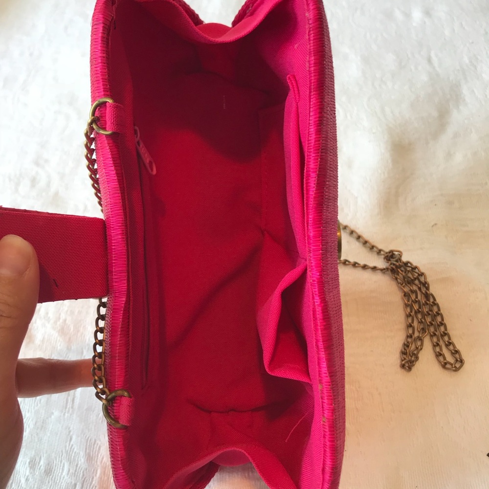 Hot Pink Handbag Clutch W/Python - Picture 4 of 7